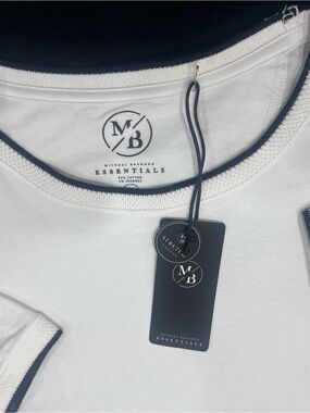 Michael Brandon White Short-Sleeve Tee with Black Trim